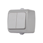 5-105-03  Выключатель Intro Atlantic 5-105-03 двойной с подсветкой, 10А-250В, IP54, открытой установ