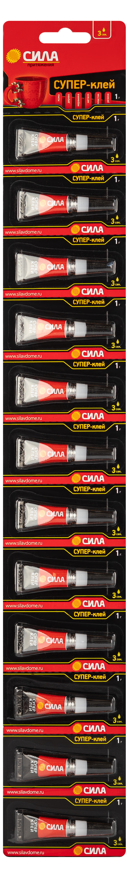 Супер-клей СИЛА SSBL12-1 СВЕРХПРОЧНЫЙ 1 г лента 12 шт.