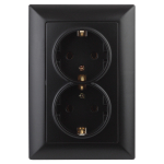 4-205-05  Розетка Intro Solo 4-205-05 с заземлением двойная 2X2P+E Schuko 16А-250В IP20 СУ антрацит