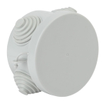 KOR-65-40-4g  Распаячная коробка ЭРА KOR-65-40-4g открытой установки серая 65х40мм с гермовводами 4 