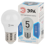 LED P45-5W-840-E27  Лампа светодиодная ЭРА STD LED P45-5W-840-E27 5Вт шар нейтральный белый свет Е27