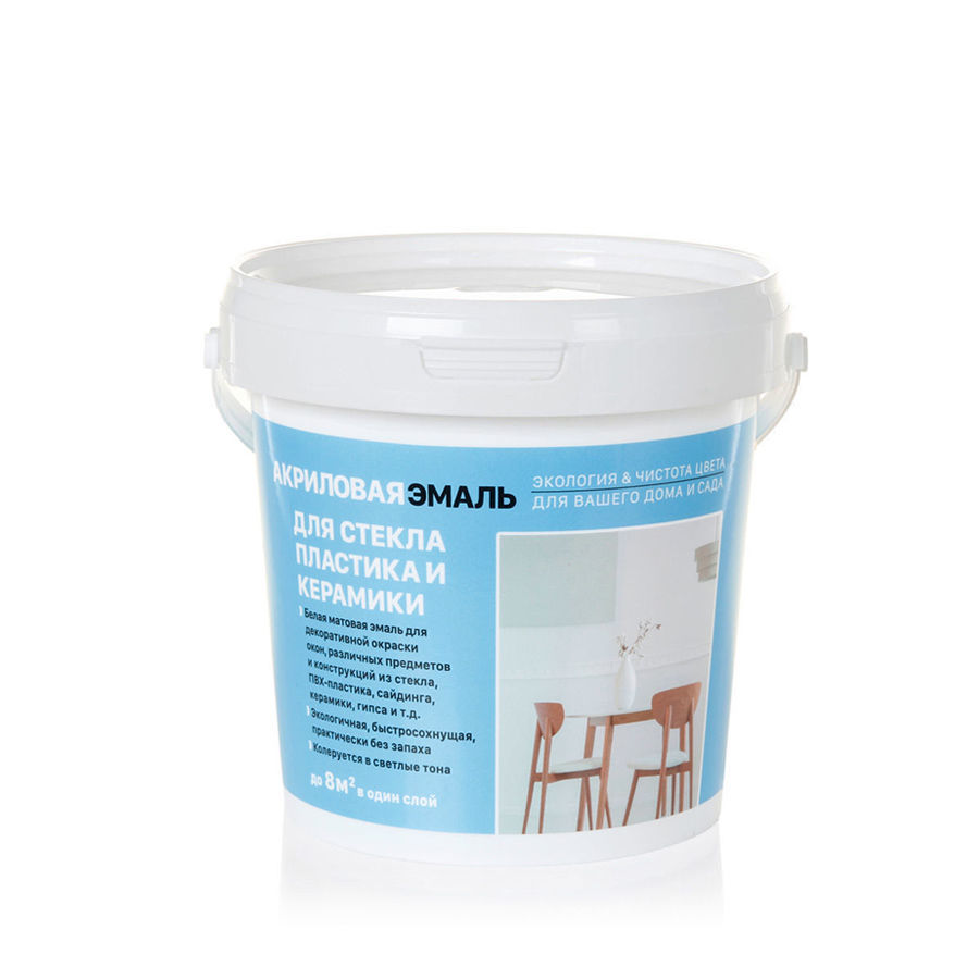 Эмаль для стекла и пластика акриловая Белый (0,8кг; 6шт)