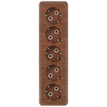 2-210-10  Розетка Intro Quadro 2-210-10 пятиместная с заземлением 5х2P+E 16А-250В IP20 ОУ венге