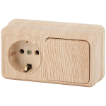 2-701-11  Блок розетка с выключателем Intro Quadro 2-701-11 одноклавишным горизонтальный 10-16-А-250В IP20 ОУ сосна