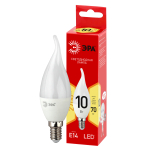 LED BXS-10W-827-E14 R  Лампа светодиодная ЭРА RED LINE LED BXS-10W-827-E14 R 10Вт свеча на ветру теп