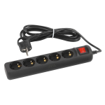 UX-5es-1,5m-B  Удлинитель электрический ЭРА UX-5es-1,5m-B с заземлением с выключателем 5 розеток 1,5