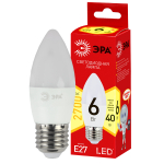 ECO LED B35-6W-827-E27 R  Лампа светодиодная ЭРА RED LINE ECO LED B35-6W-827-E27 6Вт свеча теплый бе