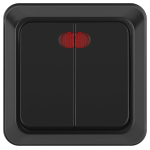 2-105-05  Выключатель Intro Quadro 2-105-05 двойной с подсветкой 10А-250В IP20 ОУ антрацит