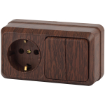 2-702-10  Блок розетка с выключателем Intro Quadro 2-702-10 двойным горизонтальный 10-16-А-250В IP20 ОУ венге