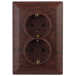 4-205-10  Розетка Intro Solo 4-205-10 с заземлением двойная 2X2P+E Schuko 16А-250В IP20 СУ венге