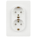 7-208-01  Розетка Intro Style 7-208-01 двойная с заземлением 2X2P+E Schuko со шторками 16А-250В IP20 СУ белый