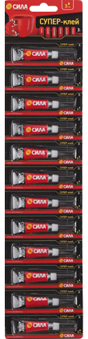 Супер-клей СИЛА SSBL12-3 СВЕРХПРОЧНЫЙ 3 г лента 12 шт.