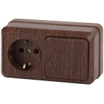 2-701-10  Блок розетка с выключателем Intro Quadro 2-701-10 горизонтальный 10-16-А-250В IP20 ОУ венге