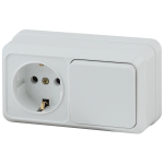 2-701-01  Блок розетка с выключателем Intro Quadro 2-701-01 горизонтальный 10-16-А-250В IP20 ОУ белый