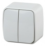 3-104-01  3-104-01 Intro Выключатель двойной, 10А-250В, IP20, ОУ, Polo, белый