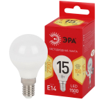 LED P45-15W-827-E14 R  Лампа светодиодная ЭРА RED LINE LED P45-15W-827-E14 R 15Вт шар теплый белый с