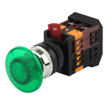 BBG20-AELA-K06E  Кнопка ЭРА BBG20-AELA-K06E AELA22 Грибок зеленый d22мм неон 240В 1з+1р