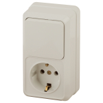 2-705-02  Блок розетка с выключателем Intro Quadro 2-705-02 вертикальный 10-16-А-250В IP20 ОУ слоновая кость