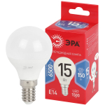 LED P45-15W-865-E14 R  Лампа светодиодная ЭРА RED LINE LED P45-15W-865-E14 R 15Вт шар холодный дневн
