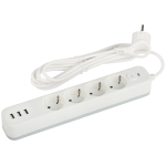 USF-4es-3m-3xUSBA-W  Сетевой фильтр ЭРА USF-4es-3m-3xUSBA-W с базовой защитой с заземлением с выключ