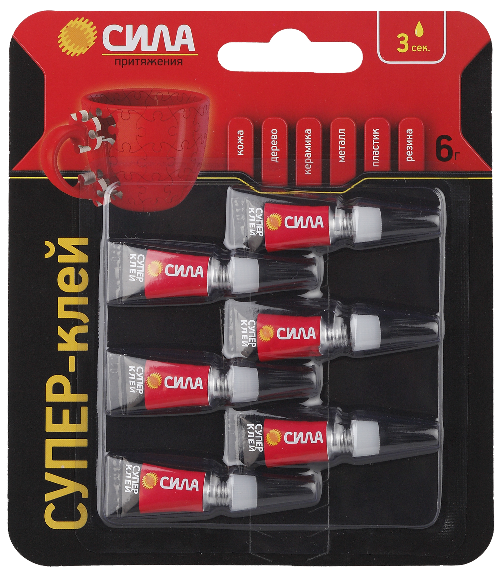 Супер-клей СИЛА SBL1-6 СВЕРХПРОЧНЫЙ 1 г х 6 шт.