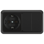 2-702-05  Блок розетка с выключателем Intro Quadro 2-702-05 двойной горизонтальный 10-16-А-250В IP20 ОУ антрацит