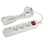 UB-3es-3m-USB  Удлинитель электрический ЭРА UB-3es-3m-USB c заземлением с выключателем 3 розетки + 1