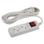 U-2s-5m-2x1  Удлинитель электрический ЭРА U-2s-5m-2x1 без заземления c выключателем 2 розетки 5м ПВС