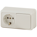 2-701-02  Блок розетка с выключателем Intro Quadro 2-701-02 горизонтальный 10-16-А-250В IP20 ОУ слоновая кость