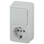 2-705-01  Блок розетка с выключателем Intro Quadro 2-705-01 вертикальный 10-16-А-250В IP20 ОУ белый