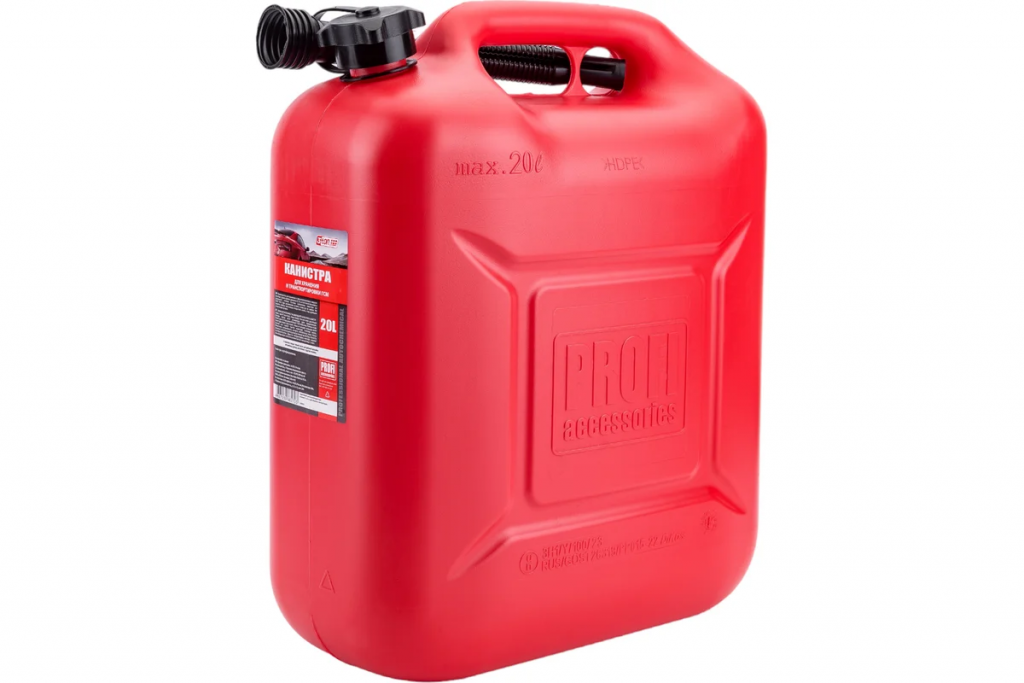 3TON  Канистра 20л КРАСНАЯ для топлива в комплекте с крышкой и лейкой