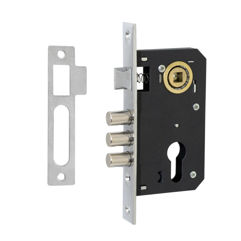 Замок врезной под евроцилиндр  VЕTTORE 9011 SR-3R CP  (Хром)