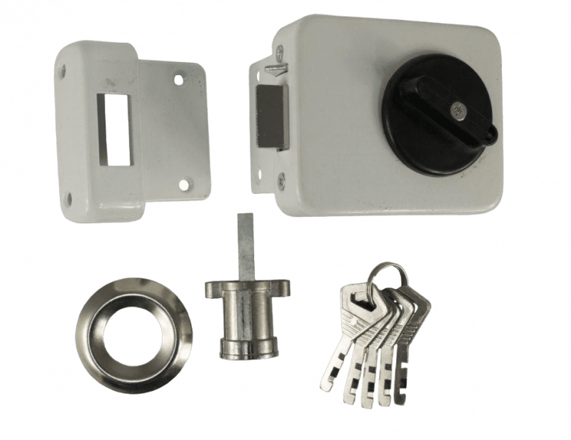 Замок накладной BASARA ЗН-40 MWP (Белый, с автоматическим закрыванием)