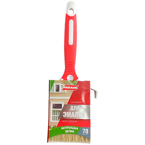7104012 Кисть плоская, натуральная щетина, двухк. рукоятка, 50мм, Китай, PARADE (для эмалей)